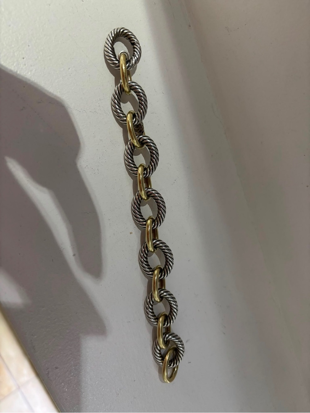 David Yurman 17mm Two-Tone Rope-Link Bracelet in Silver and Gold